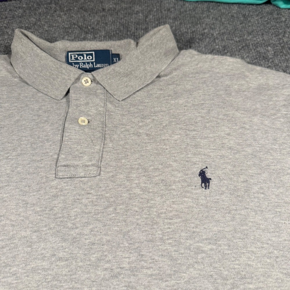 Polo‎ Ralph Lauren Mens XL Gray Short Sleeve Pony Logo Pique Polo Shirt